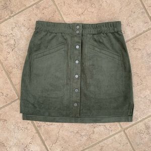 BCBG Maxazria Button Front Suede Skirt